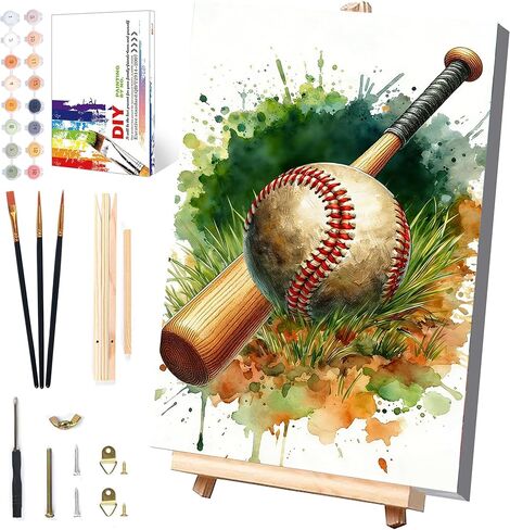 Basketball Paint by Numbers Kit for Kids with Framed Canvas - with Wooden Easel, Ball Sports Paint by Numbers for Kids Ages 8-12, Acrylic Oil Painting Kits with Nice Gift Box for Wall Decor 12x8 inch in Saudi Arabia