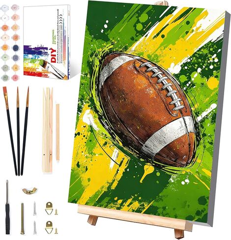 Basketball Paint by Numbers Kit for Kids with Framed Canvas - with Wooden Easel, Ball Sports Paint by Numbers for Kids Ages 8-12, Acrylic Oil Painting Kits with Nice Gift Box for Wall Decor 12x8 inch in Saudi Arabia