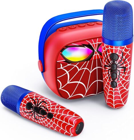 Mini Karaoke Machine for Kids Ages 3-12: Portable Bluetooth Speaker with 2 Wireless Microphone, LED Light Show for Kids 3 4 5 6 7 8 9 10 Year Old Girls Toys Birthday Gifts Toddler in Saudi Arabia