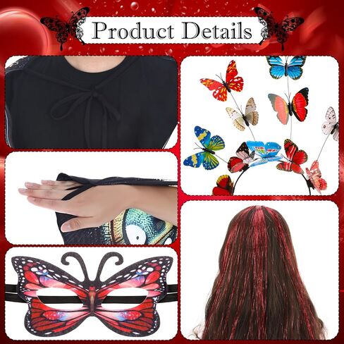 Double-Sided Printing Fairy Butterfly Wing Shawl for Women Headband Mask Set Cosplay Halloween Costume Photo Prop in Saudi Arabia