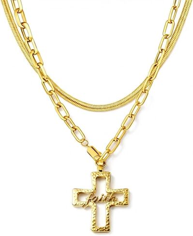 Chunky Cross Necklace for Women 925 Sterling Silver, Chunky Chain Statement Necklace for Daily Wear, Gift in Saudi Arabia