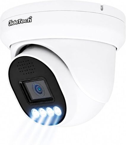 JideTech UltraHD 4K PoE Security Cmamera خارجي، كاميرا IP معدنية كاملة 8 ميجابكسل داخلية، عدسة 2.8 مم، زاوية واسعة، كشف حركة السيارة البشرية، رؤية ليلية مزدوجة الألوان بطول 98 قدمًا، ميكروفون مدمج، IP67 in Kuwait