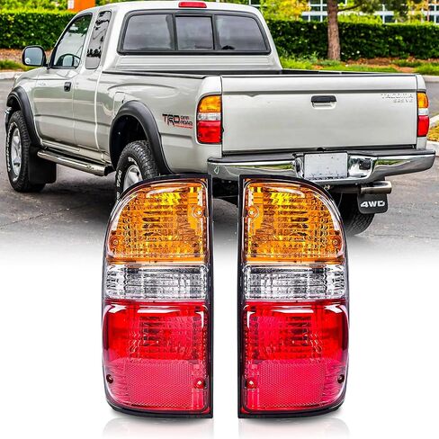 Taillights Assembly Pair with Bulbs & Harness for 2001 2002 2003 2004 Toyota Tacoma OE Factory Style Red Tail Rear Brake Lights Lamps Driver and Passenger Side,Red Housing Clear Lens in Saudi Arabia