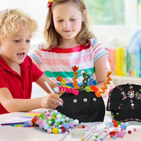 Cinrobiye 3 Pcs 100 Days of School DIY Hats 100th Day of School Adjustable Baseball Cap Craft Activity with Accessories in Kuwait