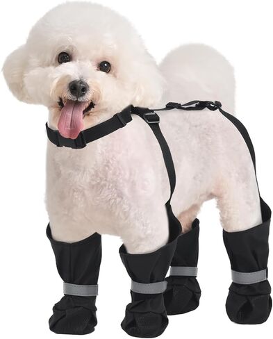 Dog Suspender Boots, Anti-Slip & Fall Waterproof Dog Shoes Leggings, Dog Paw Protector for Small Medium Dogs, Adjustable Dog Boots Pet Shoes for Outdoor Walking in Saudi Arabia