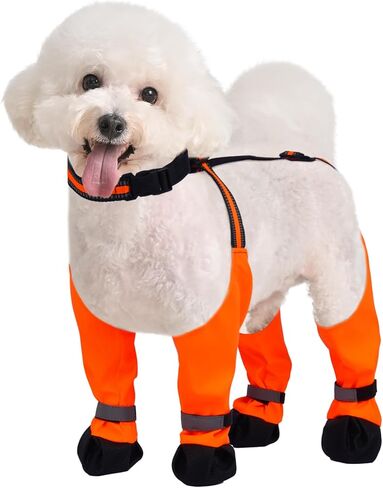 Dog Suspender Boots, Anti-Slip & Fall Waterproof Dog Shoes Leggings, Dog Paw Protector for Small Medium Dogs, Adjustable Dog Boots Pet Shoes for Outdoor Walking in Saudi Arabia