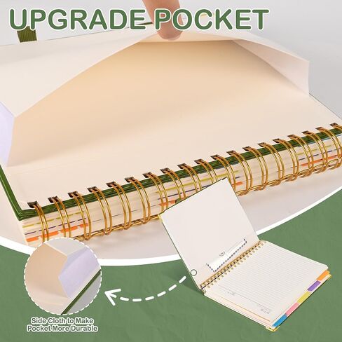 5 Subject Notebook with Removable Dividers Tabs, 300 Pages Leather Hardcover Spiral Notebook College Ruled, 8"x10" Large B5 Notebooks for Work School, Lined Journal for Women, Black in Saudi Arabia