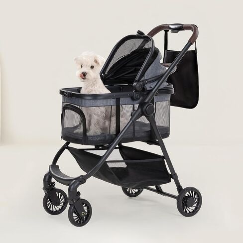 Pet Stroller for Small Dogs & Cats, Foldable with Detachable Carrier in Saudi Arabia