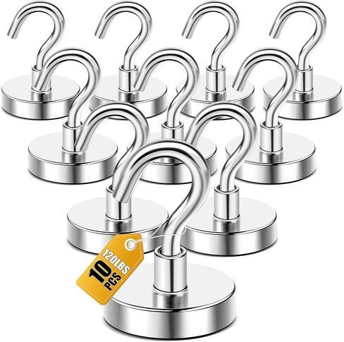 DIYMAG Magnetic Hooks for Hanging Cubicle Accessories, 30lbs 2026 Cruise Cabin Ship Essentials N52 Magnetic Hook Heavy Duty Strong Magnets Fridge for Classroom Beach Kitchen Grills 10 Pack Silver in Saudi Arabia