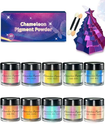 Chameleon Mica Powder, 10 Colors Shift Mica Powder for Epoxy Resin, Tumbler, Saturated Color Shifting Chrome Pigment Powders for Painting, Slime, Nails, Soap Making in Saudi Arabia