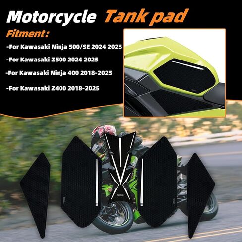 Tank pad For Kawasaki Ninja 500 Z500 Ninja500 SE 2024 2025 Ninja400 Z400 2018-2025 accessories, Tank grips with anti-slip texture Increase friction traction pad Fuel tank protector in Kuwait
