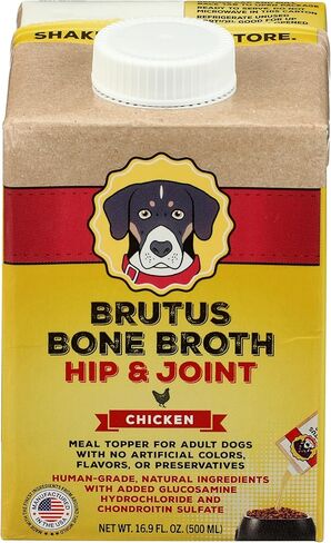 Brutus Broth Salmon & Vegetable Bone Skin Glucosamine Dog Food Topper, 16.9 FZ in Saudi Arabia