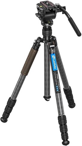 Leofoto LX-254 CT Carbon Fiber Travel Tripod with BV-5 B Fluid Head, Reversible Center Column, Rubber Leg Wrap (LX-254CT-BV-5B) in Saudi Arabia
