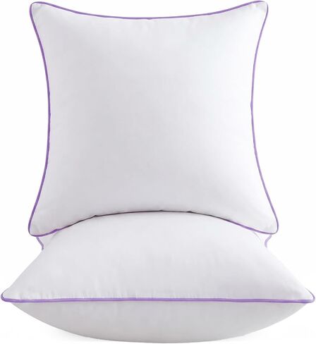 20x20 Pillow Inserts Set of 2, Hypoallergenic Soft Fluffy Decorative Throw Pillow Inserts with Purple Reinforced Edges, Machine Washable, for Sofa Couch, White in Saudi Arabia