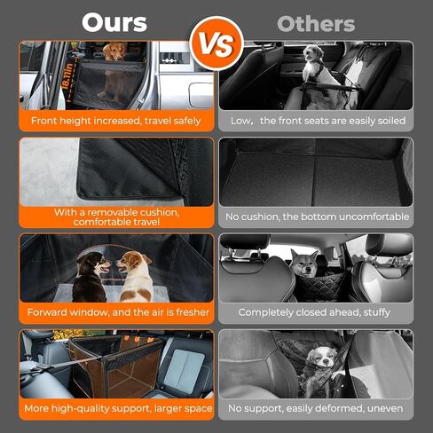 مقعد سيارة كبير للكلاب من KYG للكلاب الكبيرة والمتوسطة الحجم مع وسادة، غطاء مقعد سيارة بقاعدة صلبة مقاومة للماء للكلاب مع 3 نوافذ شبكية، مقعد سيارة للحيوانات الأليفة قابل للطي للسيارات/سيارات الدفع الرباعي/الشاحنات in Kuwait