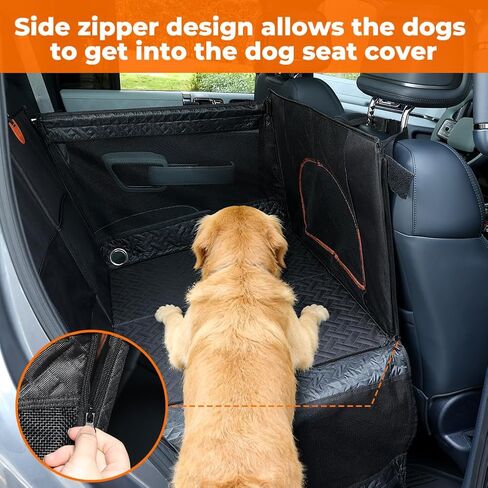 مقعد سيارة كبير للكلاب من KYG للكلاب الكبيرة والمتوسطة الحجم مع وسادة، غطاء مقعد سيارة بقاعدة صلبة مقاومة للماء للكلاب مع 3 نوافذ شبكية، مقعد سيارة للحيوانات الأليفة قابل للطي للسيارات/سيارات الدفع الرباعي/الشاحنات in Kuwait