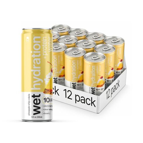 Wet Hydration Functional Hydration Beverage + Antioxidants, Electrolyte Drink, Gluten Free and Sugar Free Electrolytes with Aloe Vera Juice & Vitamin D, Flavored Water Drinks, Peach Pineapple, 12 Pack in Saudi Arabia