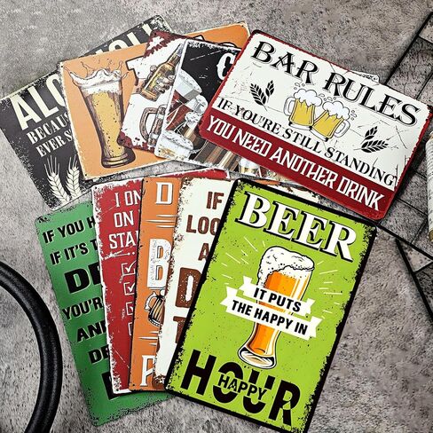 10PCS Funny Vintage Metal Tin Signs, 12x8 Inch Humor Wall Art for Man Cave, Garage or Basement Decor, Great Gift for Dad, Father’s Day or Birthday in Saudi Arabia