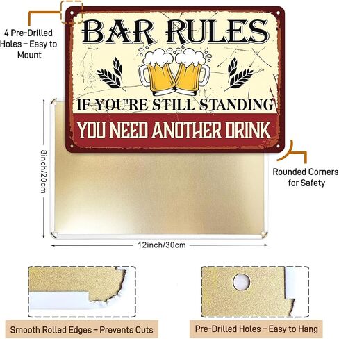 10PCS Funny Vintage Metal Tin Signs, 12x8 Inch Humor Wall Art for Man Cave, Garage or Basement Decor, Great Gift for Dad, Father’s Day or Birthday in Saudi Arabia