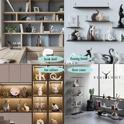 Ceramic Deer Family Statue Sculpture Mom Dad and Baby Animal Art Porcelain Figurine Home Decor Decorations for Living Room Book Shelf Cabinet Office Table Desk Top Ornament (A1, Three) in Saudi Arabia