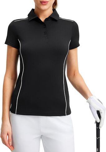 FitsT4 Sports Women's Golf Polo قمصان UPF 50+ 3 أزرار سريعة الجفاف بياقة قصيرة الأكمام قميص تنس in Saudi Arabia