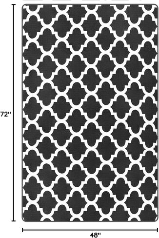 Morroccan Modern Area Rug for Living Room Bedroom, 4x6 ft Low Pile Shag Geometric Bedroom Area Rug Small Entry Rug Floor Carpet for Kids Room Nursery Office Home Decor Aesthetic, Light Grey & White in Saudi Arabia