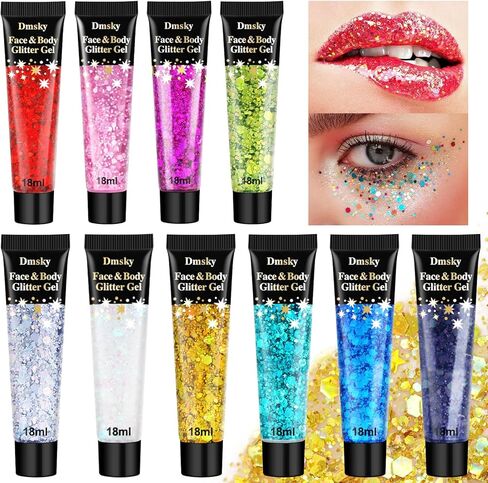 Dmsky Biodegradable Chunky Glitter,90g/3.18oz Craft Glitter for Crafts,Resin,Body,Nail,Face,Hair,DIY Decorations,3 Colors Holographic Glitter,Silver Glitter,White Clear Glitter,Black Glitter in Saudi Arabia