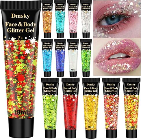 Dmsky Biodegradable Chunky Glitter,90g/3.18oz Craft Glitter for Crafts,Resin,Body,Nail,Face,Hair,DIY Decorations,3 Colors Holographic Glitter,Silver Glitter,White Clear Glitter,Black Glitter in Saudi Arabia