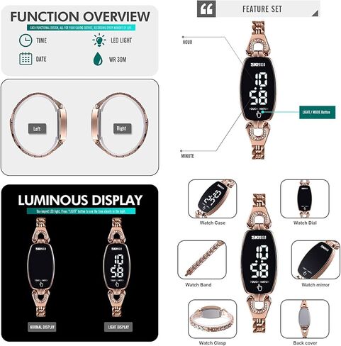 MASTOP Touch Screen Women Bracelet Wrist Watch Fashion Digital Dress Watch Stainless Steel Electronic Watch in Saudi Arabia