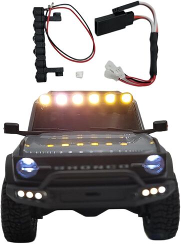شريط إضاءة LED لسقف السيارة RC لسيارة Axial SCX30 1/30 Ford Bronco، طقم 7 مصابيح مع حزام أسلاك، يعمل بالبطارية، لمسة نهائية سوداء غير لامعة (شريط ضوء أبيض) in Kuwait