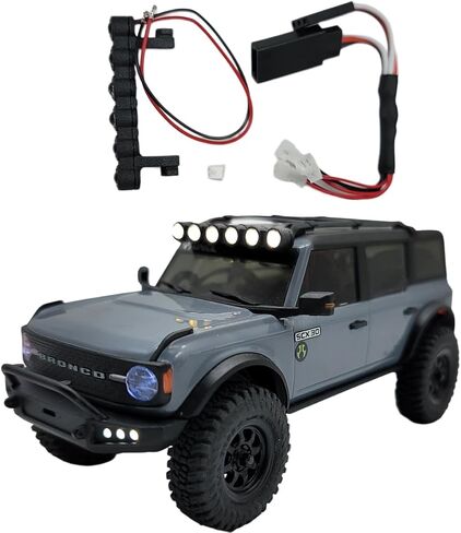 RC Car LED Roof Light Bar for Axial SCX30 1/30 Ford Bronco, 7-Light Kit with Wiring Harness, Battery Powered, Matte Black Finish (White Light Bar) in Saudi Arabia