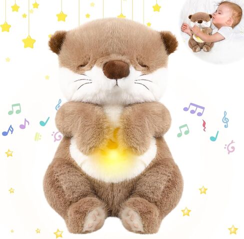 لعبة LUKETURE Snuggle Breathing Otter القطيفة - مهدئ نوم الطفل مع حركة مهدئة، ضوضاء بيضاء، ضوء ليلي ناعم واهتزاز مهدئ، لعبة حسية للرضع والأطفال الصغار in Kuwait