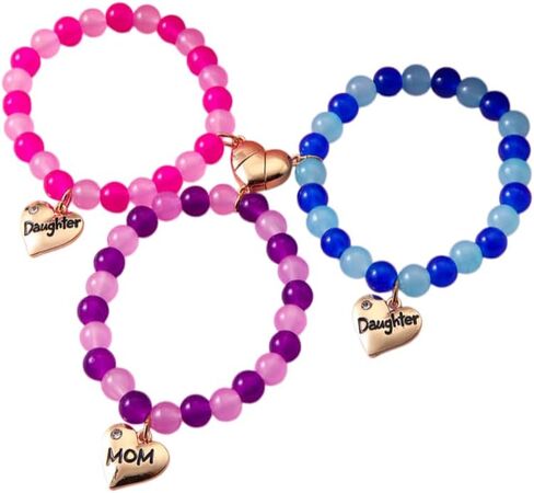 Colorful Beaded Heart-Shaped Matching Bracelets for Mothers and Daughters Friends Friendship Charm Bracelets for Women and Men Sisters Birthday Jewelry Gifts in Saudi Arabia
