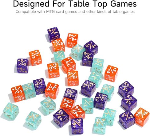 SIXPOINTS 36Pcs 12mm MTG Counter Dice Plus 1 Life Counters +1/+1 Tokens 3 Color 6 Sided Dice Set with Case for Magic The Gathering, MTG, TCG, Card Games Accessories (MTG 12mm +/- Dice Counters#C) in Saudi Arabia