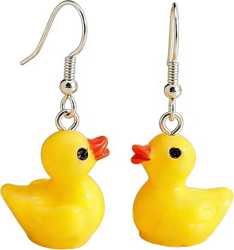 Yellow Duck Earring for Women Cute Duck Dangle Earrings Necklace Set Lovely Animal Duck Drop Earring Set Statement Jewelry in Saudi Arabia