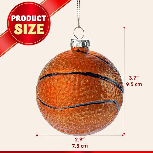 joiedomi عيد الميلاد كرة السلة زخرفة الزجاج، الكرة الرياضية الزجاج في مهب زخرفة الكرة لتزيين شجرة عيد الميلاد، الأولاد زخرفة رياضية لعيد الميلاد هدية عطلة حزب صالح الديكور الداخلي in Kuwait