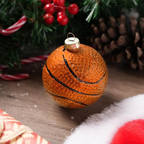 joiedomi عيد الميلاد كرة السلة زخرفة الزجاج، الكرة الرياضية الزجاج في مهب زخرفة الكرة لتزيين شجرة عيد الميلاد، الأولاد زخرفة رياضية لعيد الميلاد هدية عطلة حزب صالح الديكور الداخلي in Kuwait