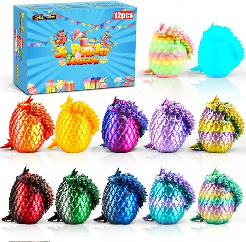 24PCS 3D Printed Dragon Toys Eggs with Dragon Inside, Basket Stuffers for Boys & Girls, Easter Theme Party Favors, Easter Egg Hunt, Classroom Prize Supplies Gifts in Saudi Arabia