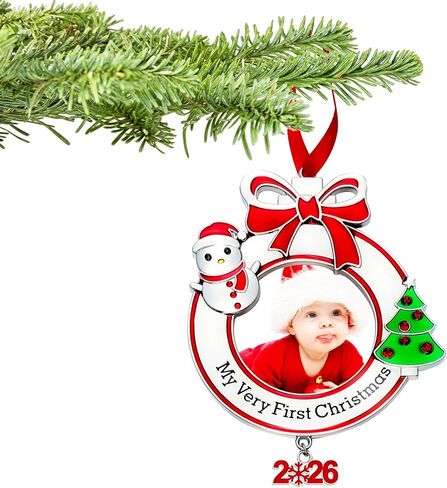 زينة صورة عيد الميلاد الأولى للطفل من Yooker Baby 2024، إطار صور My First Christmas لعيد الميلاد الأول للطفل حديث الولادة لتزيين شجرة عيد الميلاد (قطعة واحدة، دائرية) in Kuwait