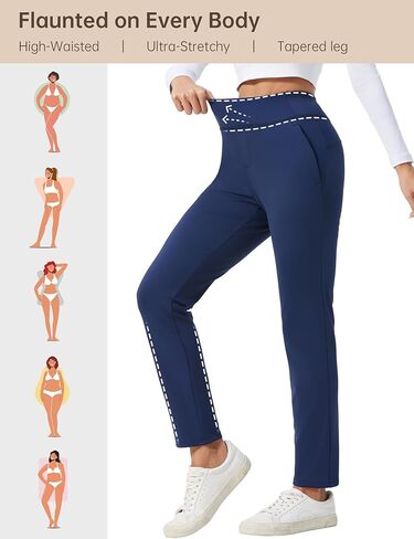 سراويل عمل شتوية مبطنة بالصوف من HOTSUIT، عالية الخصر، سراويل سفر حرارية للمشي لمسافات طويلة، جيوب، أسود، L in Saudi Arabia