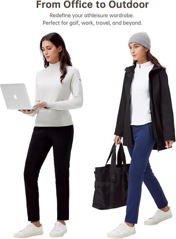 سراويل عمل شتوية مبطنة بالصوف من HOTSUIT، عالية الخصر، سراويل سفر حرارية للمشي لمسافات طويلة، جيوب، أسود، L in Saudi Arabia