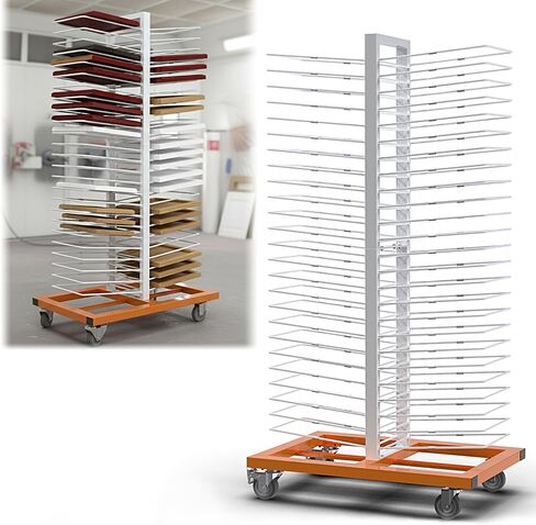 MOOFI 50 Shelves Paint Drying Rack with 4 Locking Casters for Cabinet & Full-Size Doors Drying Rack - Heavy Duty, Storage Rack, 2.1" Art Studio Space Saving, 25lbs Capacity per Shelf in Saudi Arabia