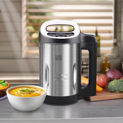 Soup Maker 1.6 L, 4-in-1 Multifunctional Smooth Soup and Chunky Soup Machine Maker with LCD Control Panel, Stainless Steel Electric Hot Soup Maker, 2-5 Servings, Smart Living for Home Use in Saudi Arabia
