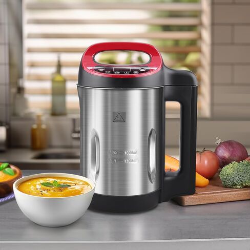 Soup Maker 1.6 L, 4-in-1 Multifunctional Smooth Soup and Chunky Soup Machine Maker with LCD Control Panel, Stainless Steel Electric Hot Soup Maker, 2-5 Servings, Smart Living for Home Use in Saudi Arabia