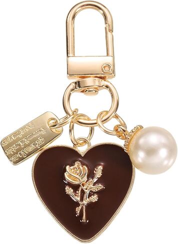 uxcell Heart Keychain Charm for Women, Metal Cute Heart Tulips Pearl Purse Bag Charm Keychain Decor for Car Backpack in Saudi Arabia