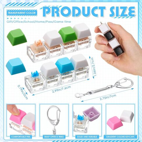 8 Pcs Silent and Click Sound Keyboard Adult Fidget Clicker Toy 4-in-1 Keyboard Fidget Keychain Cube Mechanical Key Button Clicker Stress Relief Gift for Office School Home to Pass The Time in Saudi Arabia