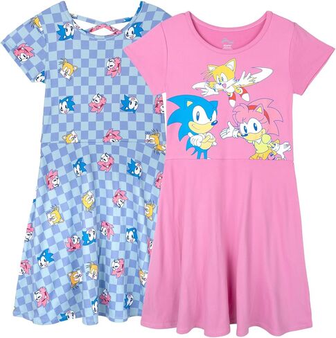 SEGA Sonic the Hedgehog Toddler Girls 2 Pack Dresses Lavender/Pink 4T in Saudi Arabia