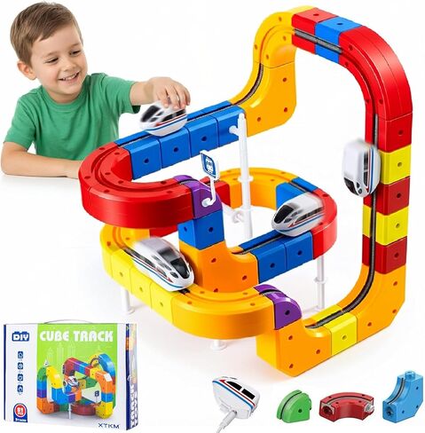 3D Infinity Track Set, Magnetic Train for Toddlers Ages 3-6, Flexible & Buildable Railway Toys for Toddlers, Electric Gravity Defying Car, STEM Educational Building Track Toys for Boys & Girls(51 Pcs) in Saudi Arabia
