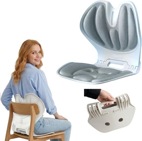 Jarler Foldable Ergonomic Lumbar Support Curve for Office Chair, Portable Posture Corrector Back Curve Seat, Pain Relief (Gray, M) in Saudi Arabia