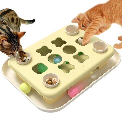 KADTC 3 Ways to Play - Large Size Cat Treat Puzzle Toy U.S. Brand & Design Track Balls & Peek-and-Play Box for Indoor Cats Puzzles Slow Feeder Kitten Enrichment Toys Interactive Brain-Teasing Game in Saudi Arabia